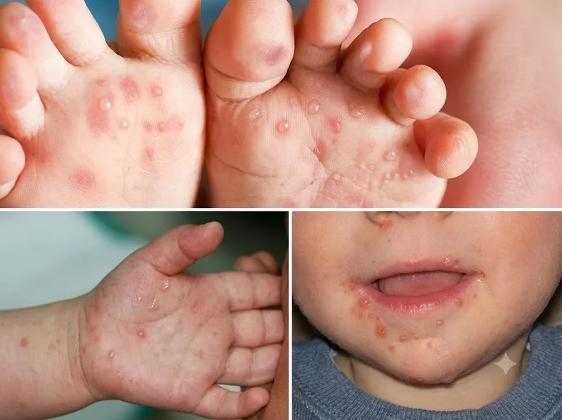 Bệnh tay chân miệng thường gây loét miệng và nổi bóng nước ở tay, chân