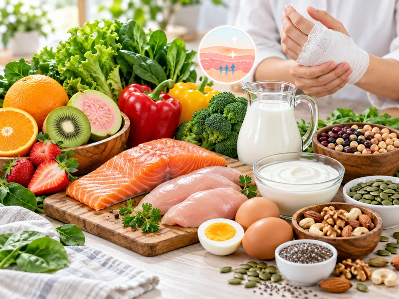 Thực phẩm giàu protein, vitamin C và kẽm hỗ trợ quá trình lành thương